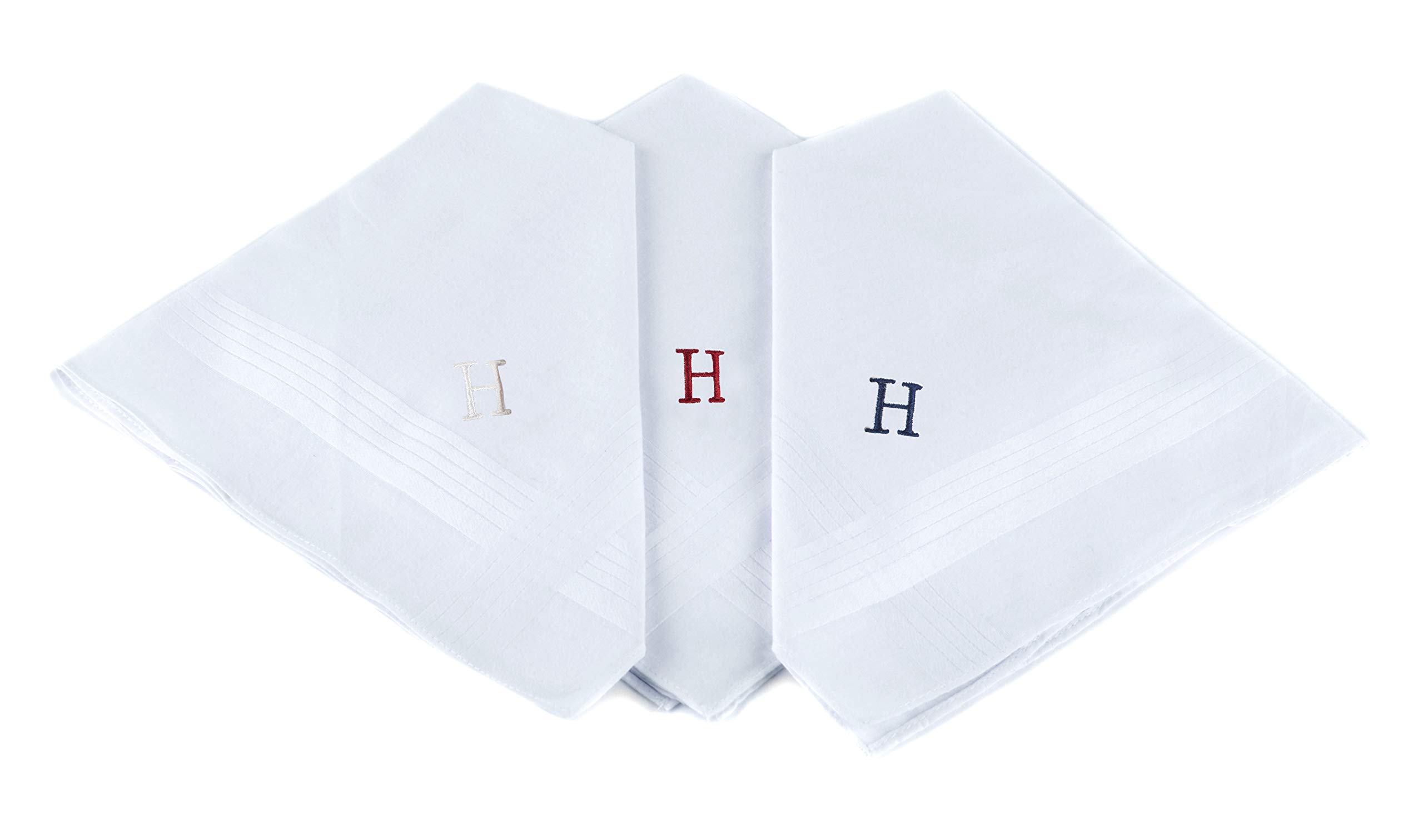 boxed-giftsInitial Handkerchief for Men, Monogrammed Boxed 3 Piece Set,100% Cotton