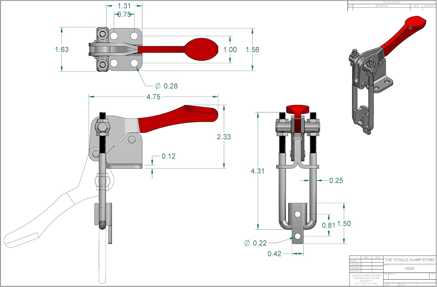 LT-40334 LATCH TYPE TOGGLE CLAMP Pack of 5
