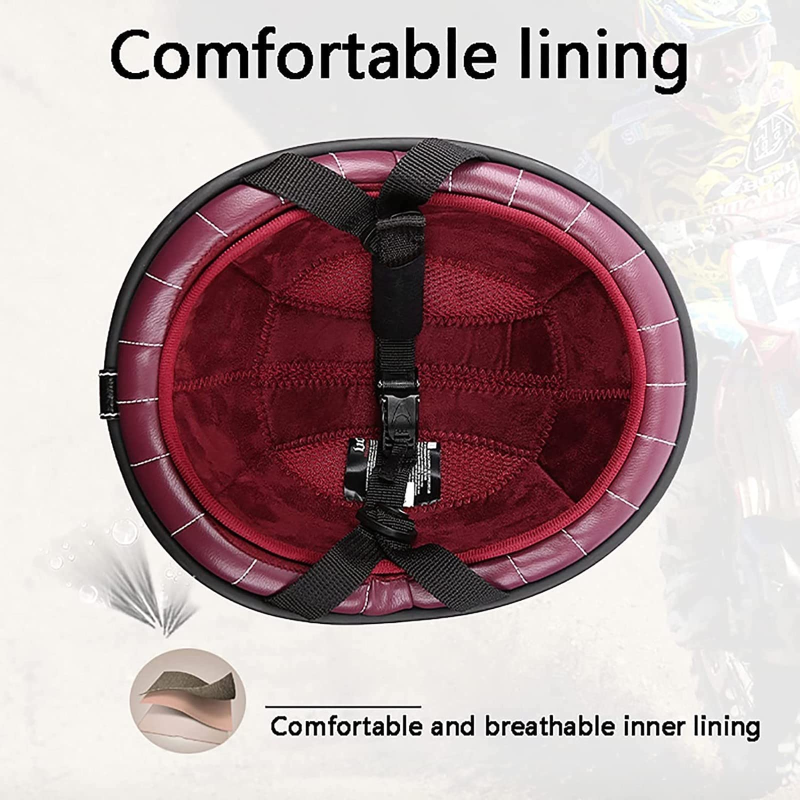 HZIH Classic Aperto Casco da Moto,Portatile Mezzi Caschi retrò Casco Scodella Moto Casco,DOT/ECE Certificazione,Ciclomotore Crash Chopper Caschi Cromwell Casco di Sicurezza H,XL=61-62cm