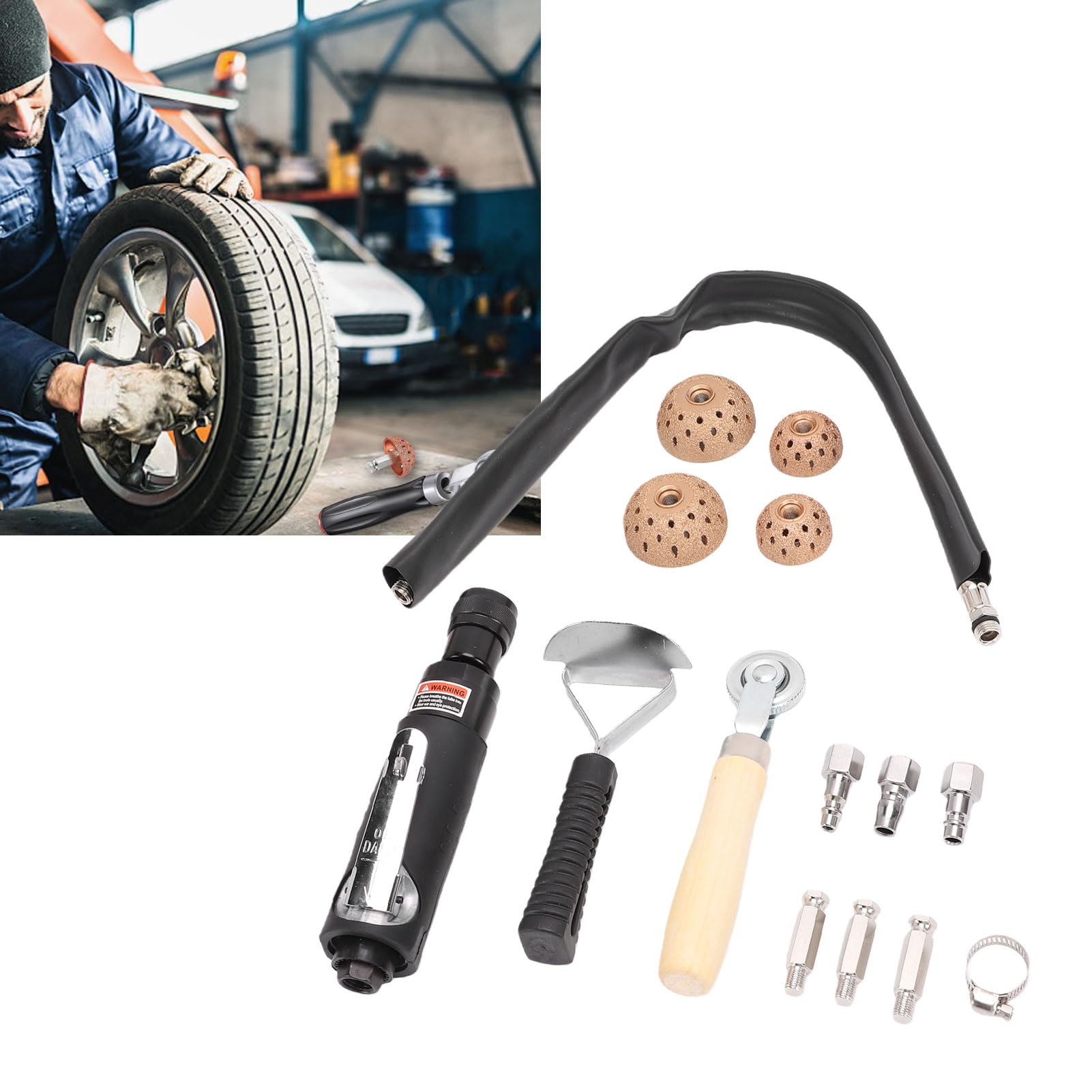 AMONIDA Herramientas de Parche Polaco para Reparación de Neumáticos, Amortiguador Eficiente de Baja Velocidad para Automóviles, Motocicletas y Camiones con 15 Accesorios