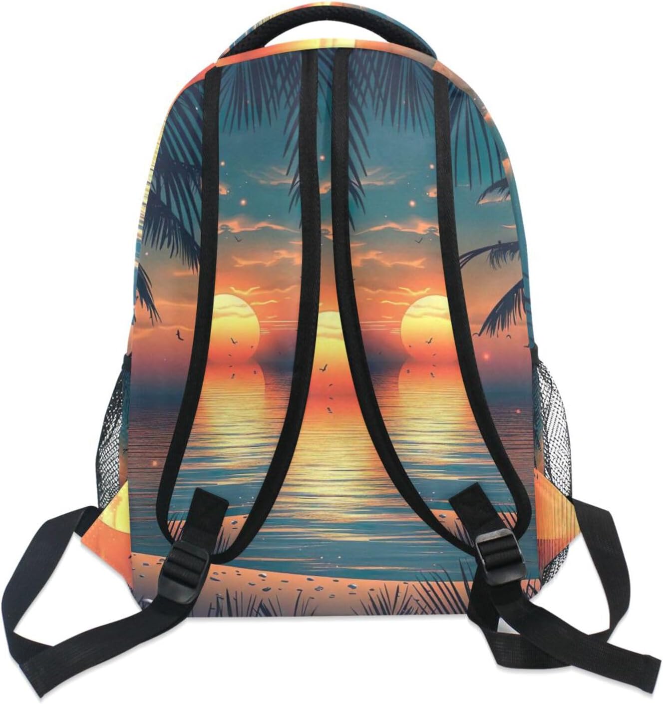 YETTASBIN Sunset Beach Backpack for Men Women, Waterproof High/Middle School Bookbag Lightweight Laptop Travel Daypack with Multiple Pockets for Teens Boys Girls