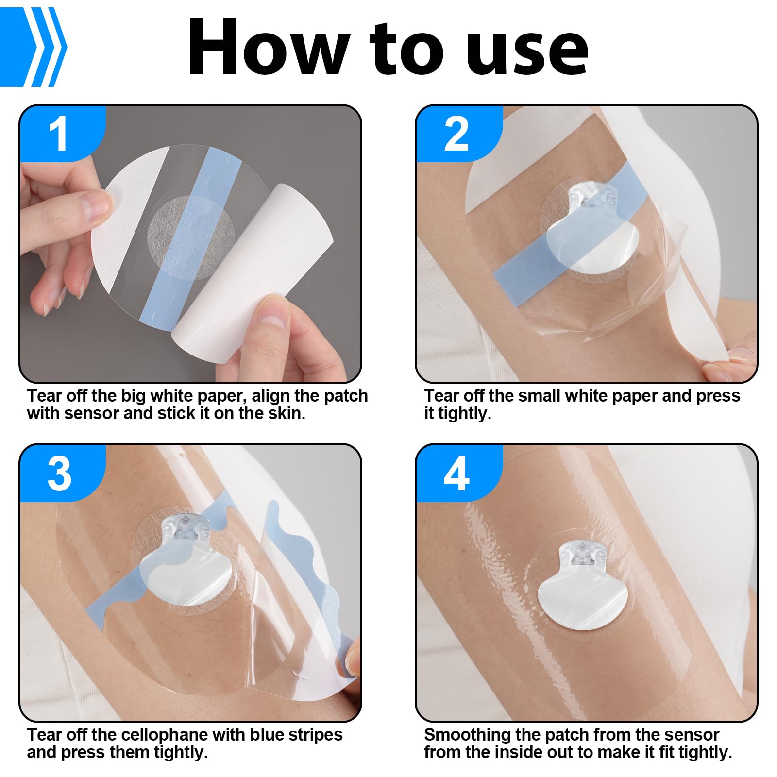 CGM Sensor Patches for Guardian Sensor (25Pcs), Waterproof Guardian 3/4 Sensor Cover Patch for 7 Days, Easy to Use Pre-Cut Adhesive Tape, Continuous Glucose Monitor Protection, No Hole in The Center