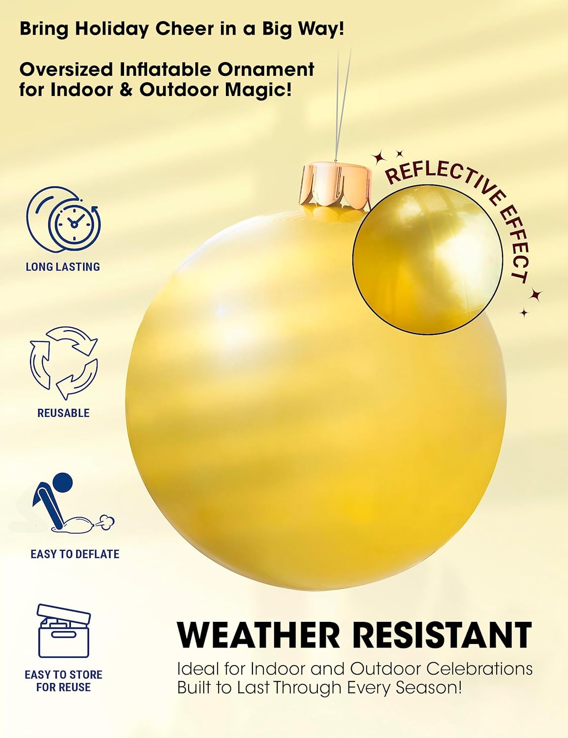 Inflatable Oversized Ornaments Jumbo Christmas Balls 15 18 25 or 30 inches Holiday Decorations Indoor Outdoor