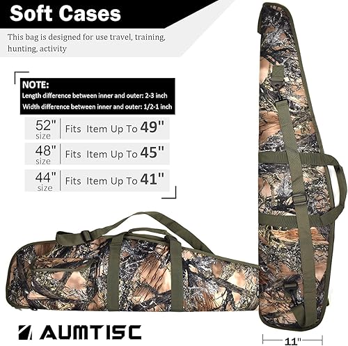 Miniatura 34 de AUMTISC Funda suave para pistola de rifle de 41/45/49 pulgadas, bolsa de transporte para rifles de alcance con bandolera ajustable Caqui