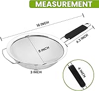 Vista 5 de Colador grande de malla fina de 9 pulgadas con mango de goma termoplástica - Tamiz de malla fina de acero inoxidable - Ideal para colar pasta