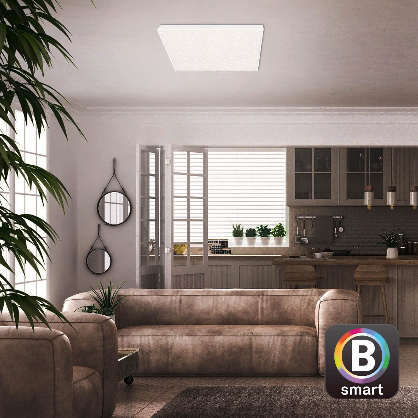 BRILONER - LED Deckenlampe flach Smart Home, funktioniert mit Alexa, Fernbedienung, Lampe, Deckenleuchte, Wohnzimmerlampe, LED Panel, Schlafzimmerlampe, Flurlampe, 45x45x6,9 cm, Weiß