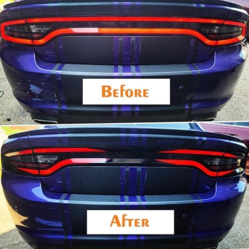 Miniatura 6 de Xinghe for Dodge Charger 2015-2023 Tail Light Race Track Bat Vinyl Overlay Decal Cover Gloss Black, for Dodge Charger Exterior Accessories,