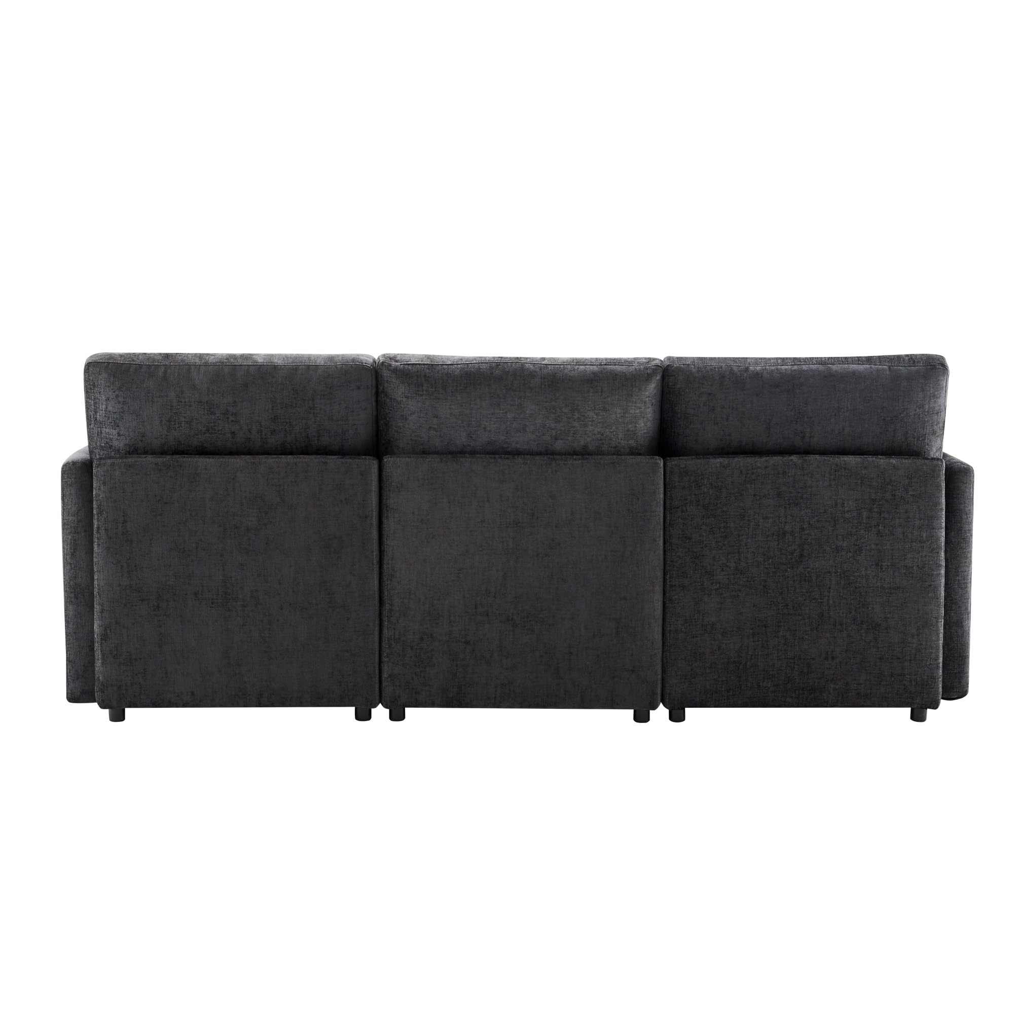 Idemon Divano in tessuto di ciniglia dal design moderno, divano a tre posti, divano ad angolo a forma di L con poggiapiedi, adatto per appartamenti (grigio)