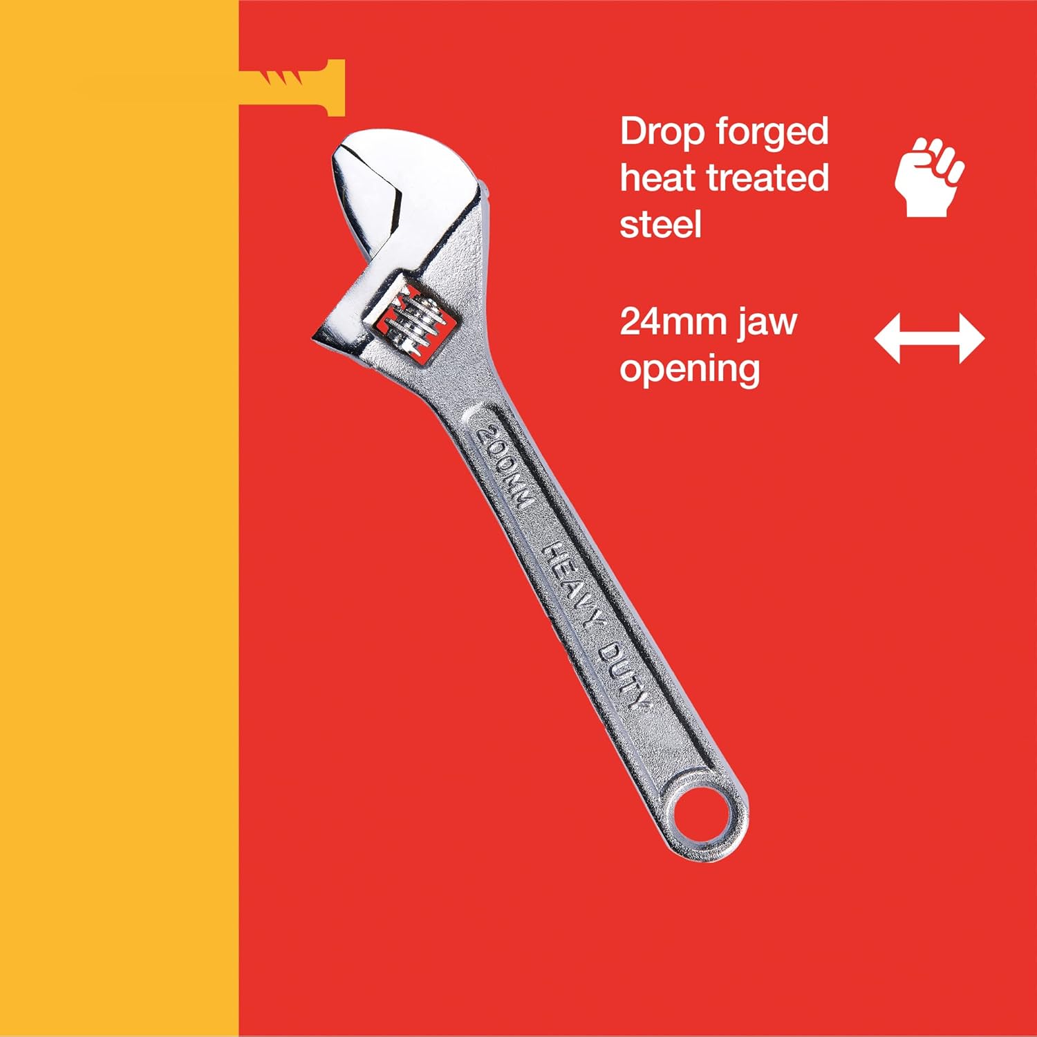 Amtech C1900 200mm (8") Adjustable Wrench with 24mm (1") jaw Opening