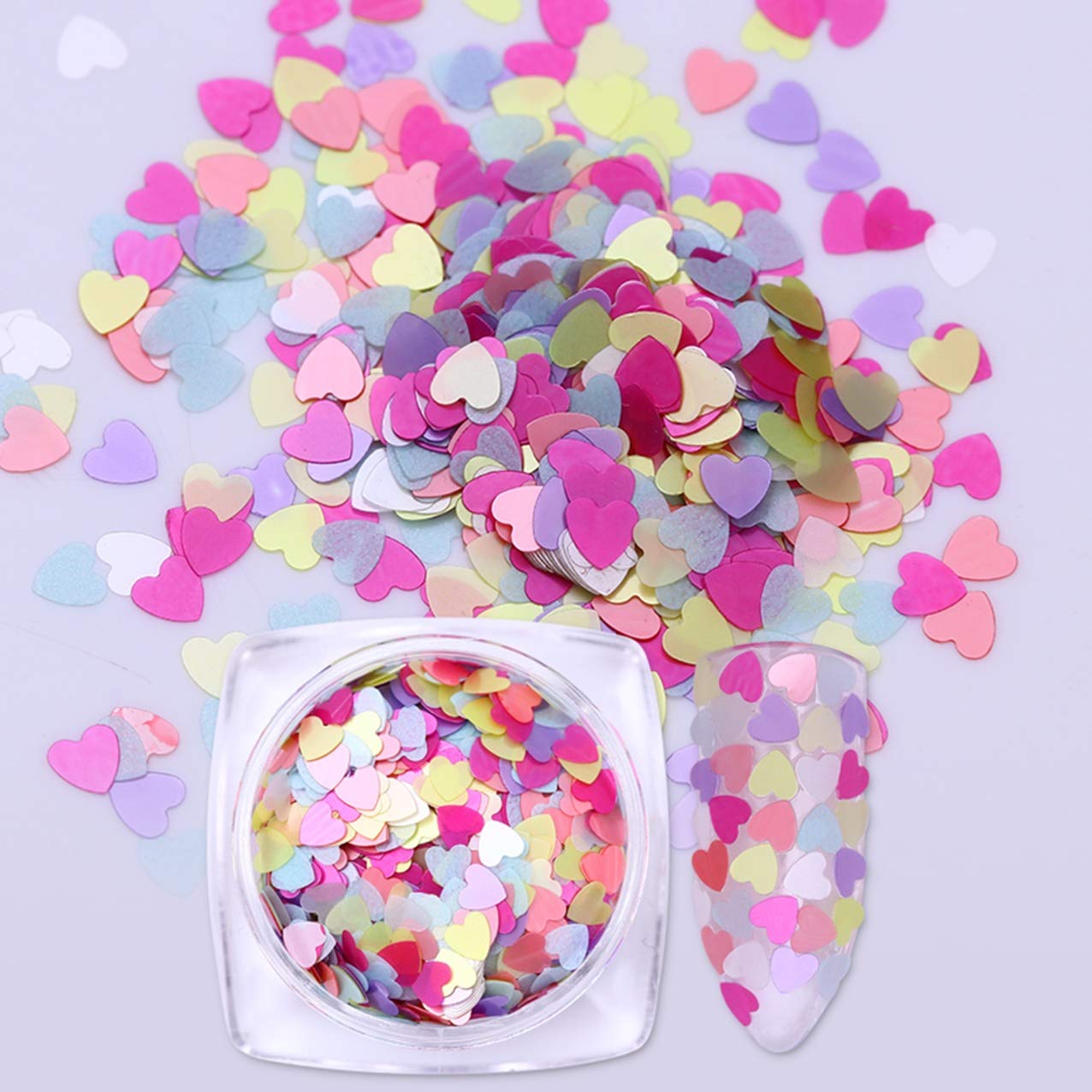 1 Pcs Mixed Heart Shape Flakes Nails Art Rhinestone Goodly Popular Nail Crystal Paint Pens DIY Kits Purple Colored Tips Gel Girls Tools Pedicure Decoration, Type-07