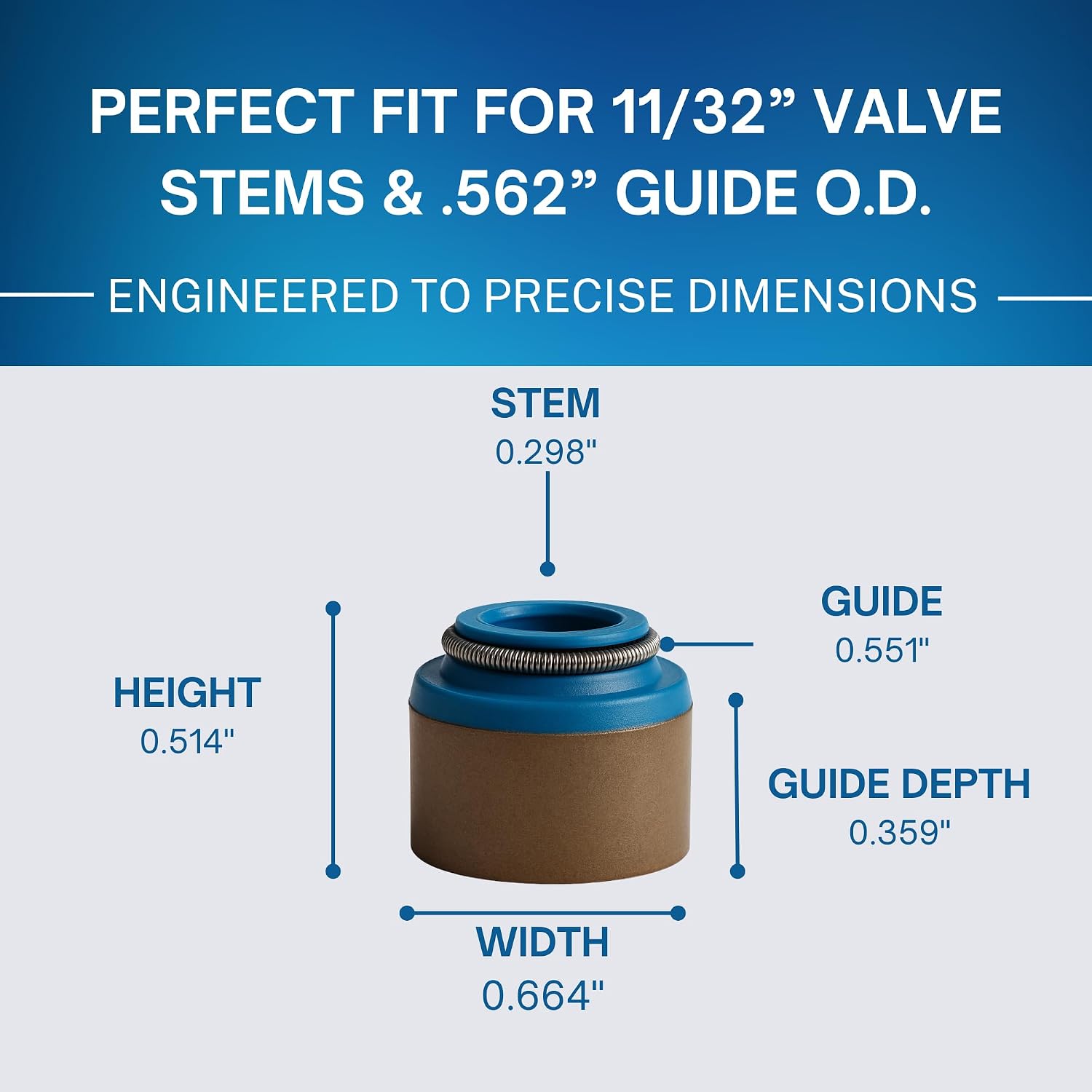 16pcs Rubber Positive Valve Stem Seal - Fits an 11/32" Valve Stem and a .562" Guide O.D., Valve Seals For SBC BBC BBF SBF, Positive Seal
