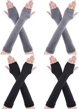 SATINIOR 4 Paia Polso Guanti Senza Dita Con Foro Pollice Unisex Cashmere 932391