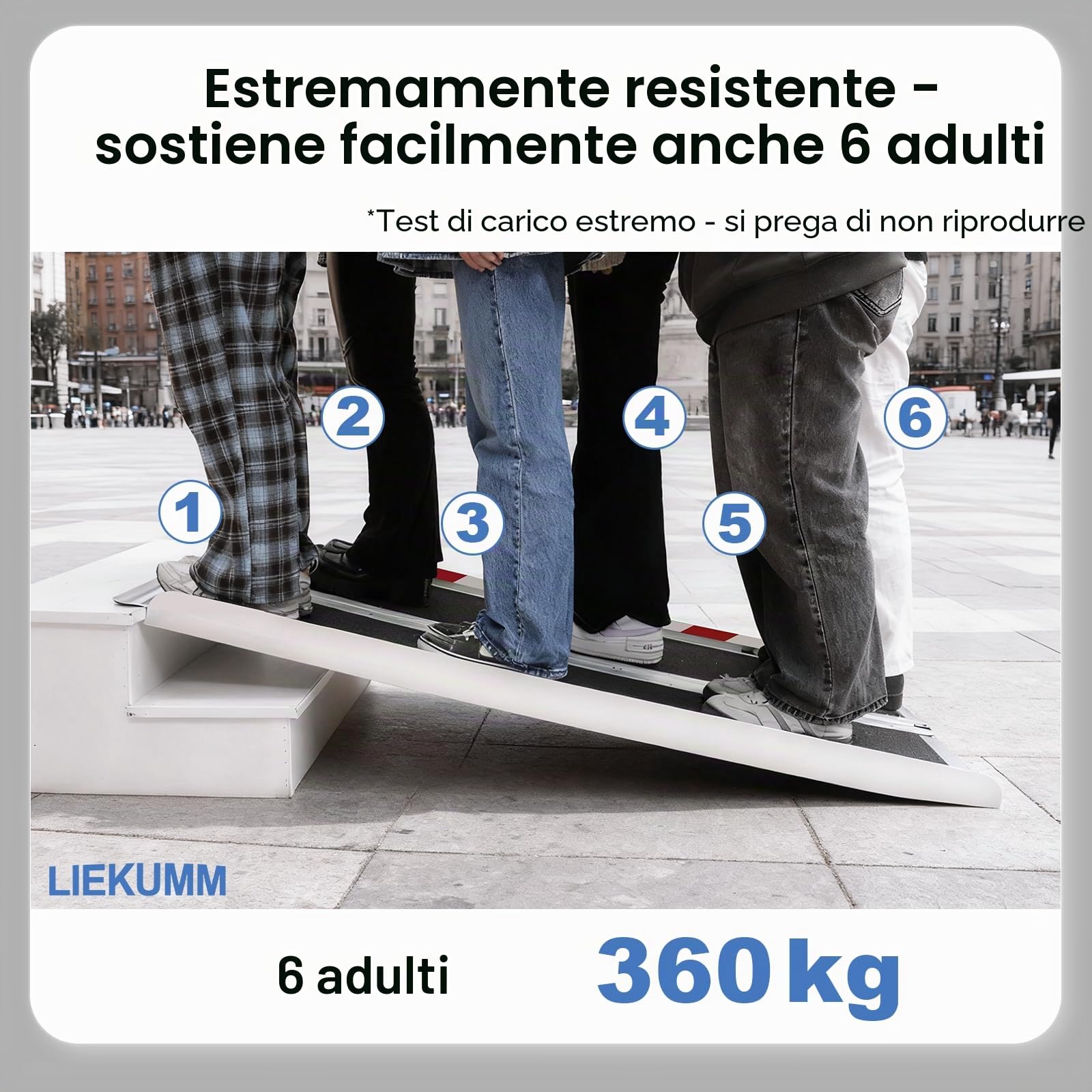 LIEKUMM - 60 cm x 76 cm, rampa per soglie con superficie antiscivolo, in alluminio, portatile, rampa per sedia a rotelle, portata 300 kg