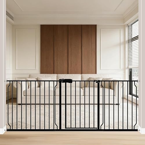 Miniatura 13 de WAOWAO Puerta de bebé de 52.76 a 62.2 pulgadas, extra ancha, montada a presión, para caminar a través del columpio, cierre automático, seguridad de