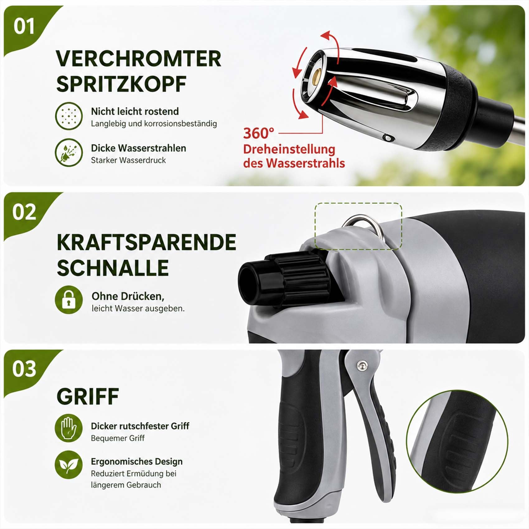 Jetteryx Hochdruckpistole, Jetterix Druckdüse für Gartenschlauch, Robuste Metall-Sprühdüse für Auto, Terrasse und Garten, Einstellbarer Wasserstrahl, Kraftvoll, Chemiefrei & Stromlos (Metall *A)