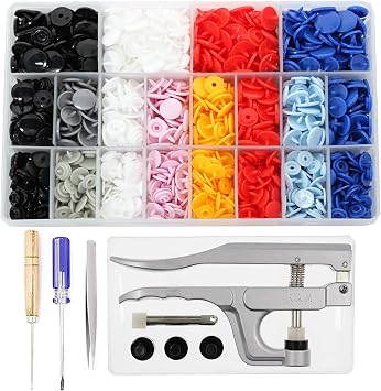 372 Sets KAM Snaps and Snap Pliers Set, BetterJonny T3 T5 T8 Multi-Size KAM Starter Fasteners Kit Plastic Snaps No-Sew Buttons for Crafts Doll Clothing Diaper Bibs Size 16 20 24