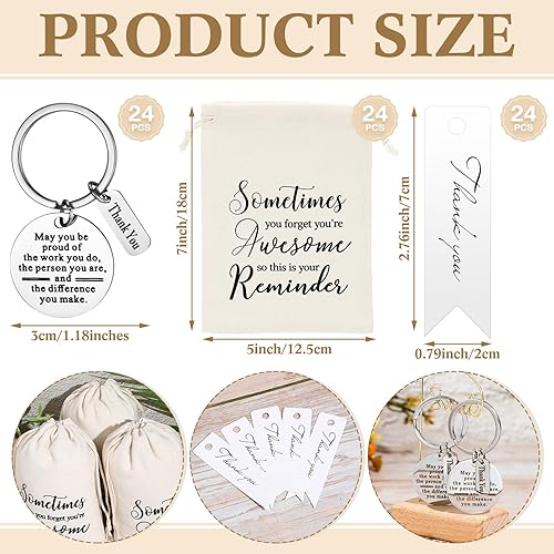 Miniatura 3 de Woanger 24 juegos de bolsas con cordón de regalo de agradecimiento a los empleados, 5 x 7 pulgadas, bolsas de regalo de agradecimiento con texto en