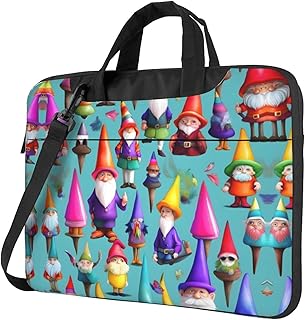 PIXOLE Colorida nota musical impresa portátil bolsa para las mujeres, 15.6 pulgadas bolsa de mano de la computadora de negocios de la oficina bolso de hombro, Gnomos coloridos, 15.6 inch