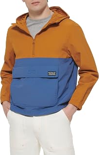 Levi's Men's Lightweight Taslan Hooded Popover Windbreaker Jacket - Water-Resistant, Breathable & Adjustable