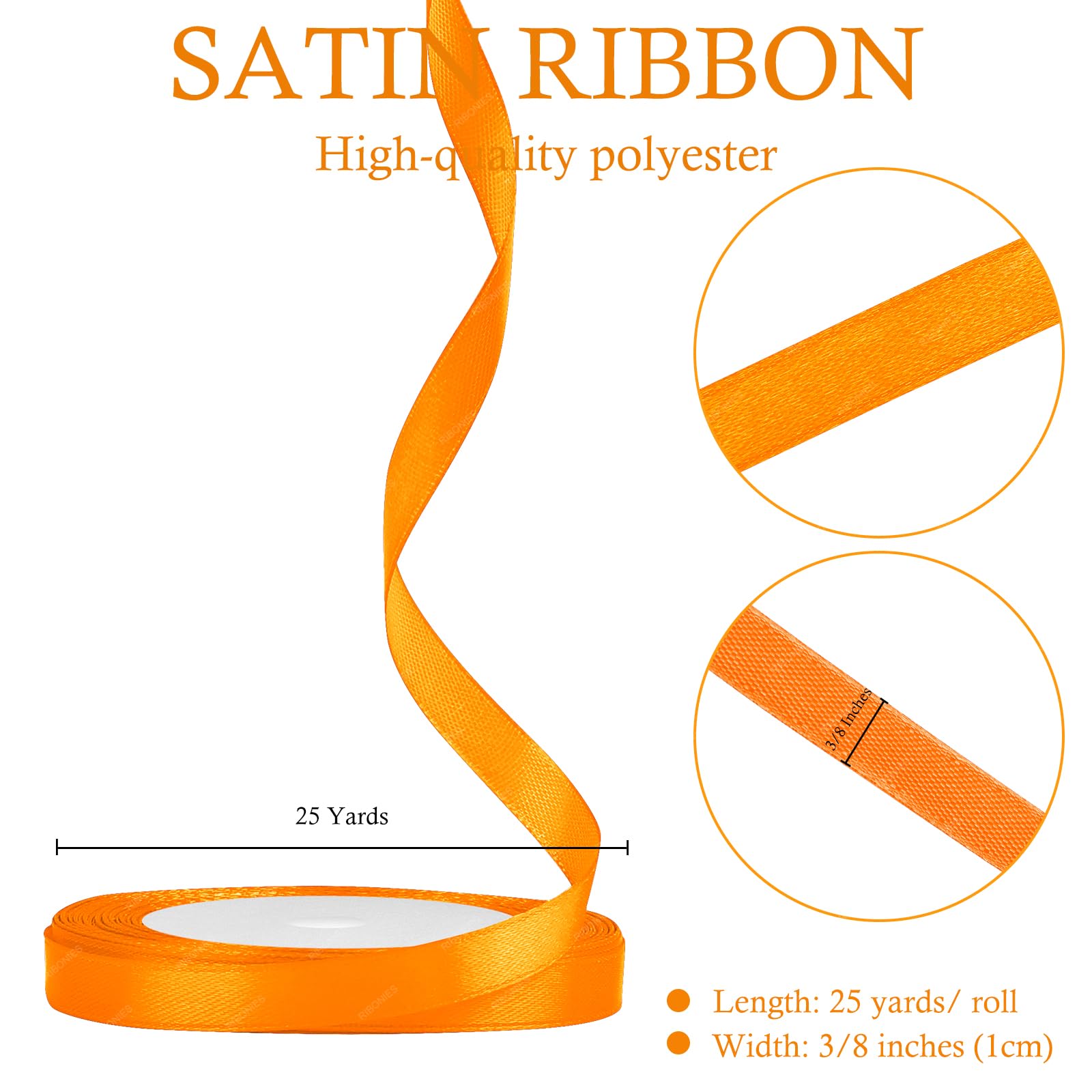 Nastro Di Raso Arancione 40mm X 22m - Per Regali, Fiori, Matrimoni E Decorazioni - Foto 11