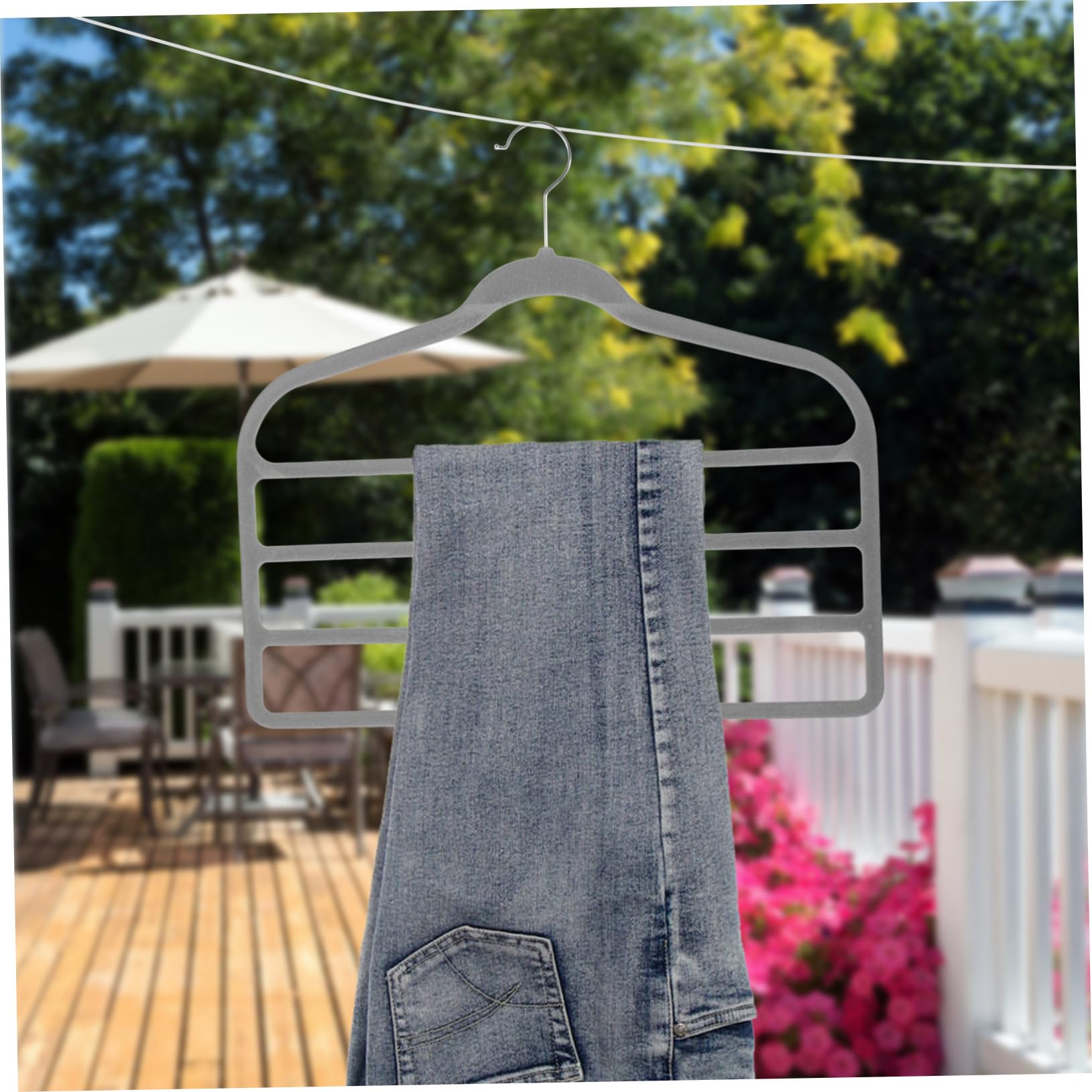 ABOOFAN 10 Perchas Multicapa de Plástico con Recubrimiento de Terciopelo Antideslizante para Pantalones, Optimización de Espacio y Uso Seguro el Hogar