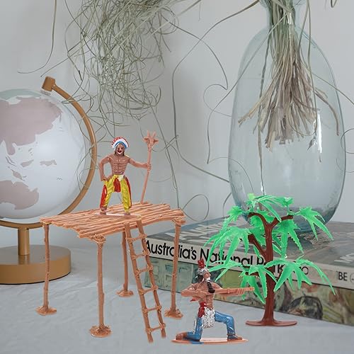 Miniatura 9 de NUOBESTY Juego de figuras de indios de plástico, figuras de acción de indios nativos americanos y accesorios para decoración de caja de arena en