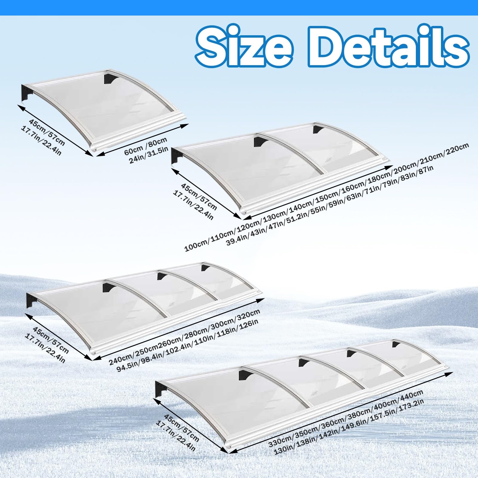 Copertura resistente per porte e finestre, resistente alle intemperie, design ignifugo, 45 x 150 cm, ideale per pioggia, neve e tifoni