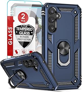 LeYi for Samsung A54 5G Case with 2 PCS Tempered Glass Screen Protector, Heavy Duty Military Grade Shockproof Samsung Galaxy A54 5G Case, Full Body Protective Phone Cover Case for Samsung A54 (Blue)