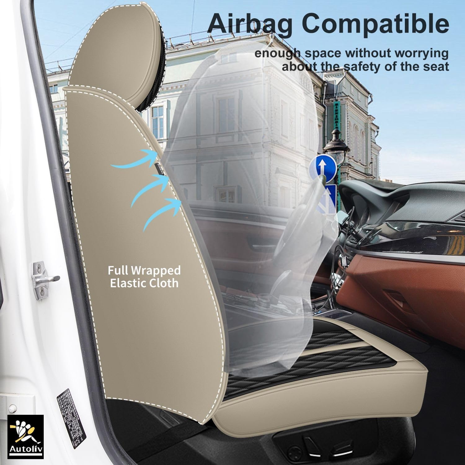 Car Seat Covers Fit for GMC Canyon:2015-2025 2026 Full Set Waterproof Faux Leather Automotive Seat Cushions Covers Auto Interior Accessories(5 Seat Black&Beige)