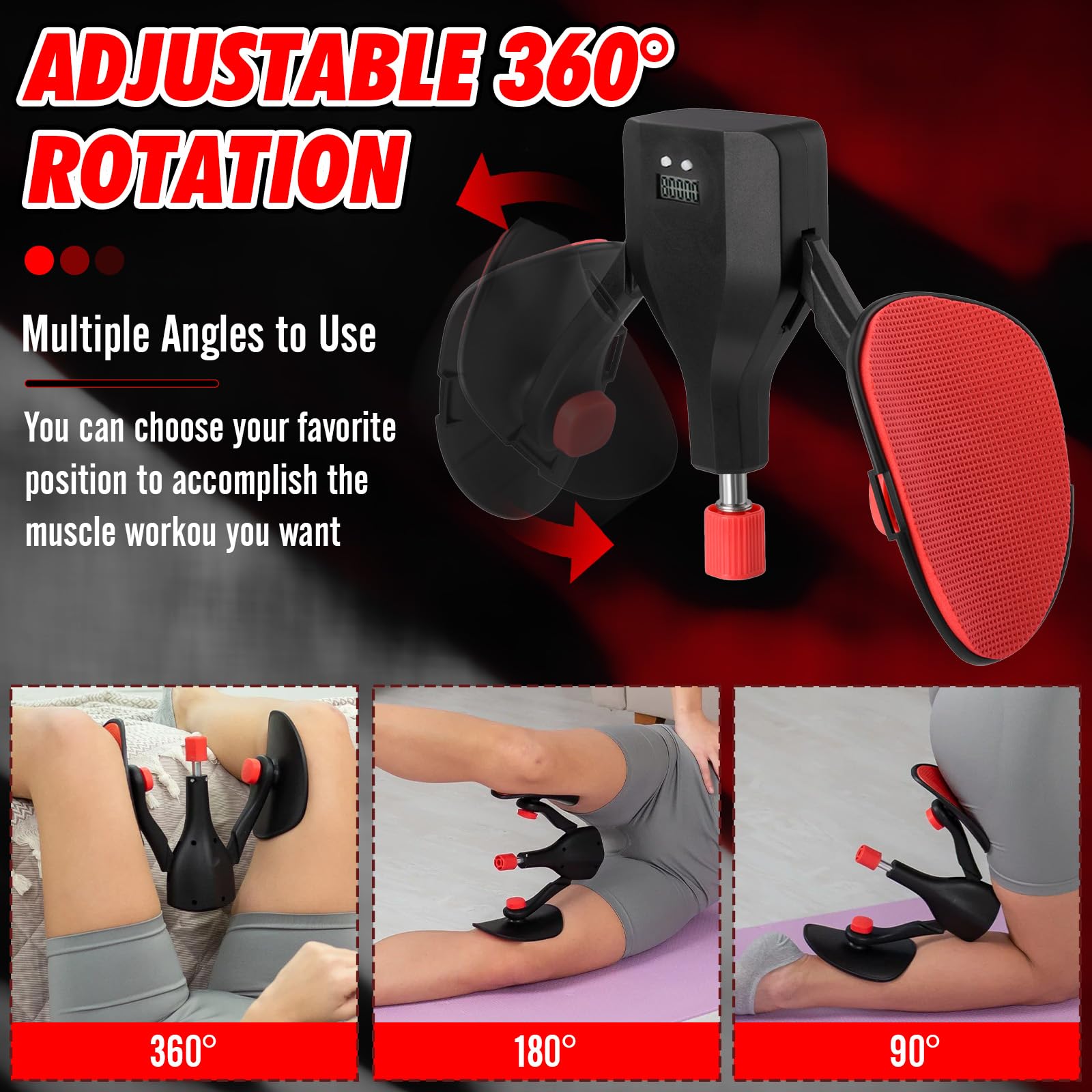Attrezzo Per Allenamento Cosce E Glutei Con Conta Intelligente – Fitness Donna Per Pavimento Pelvico E Gambe, Strumento Rosa Con Display LCD E Rotazione 360° - 5