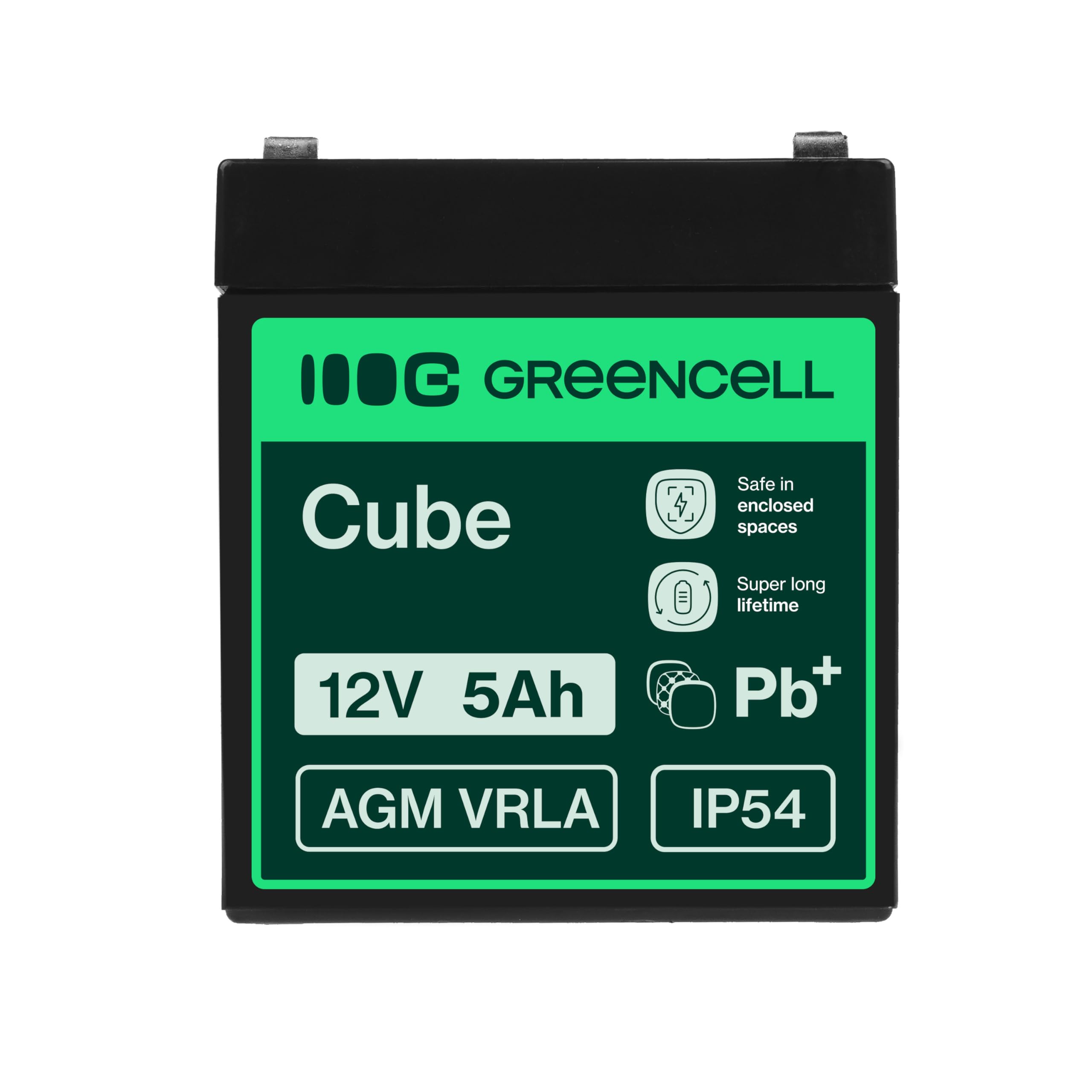 Green Cell Batteria AGM 12V 5Ah ricaricabile sigillata VRLA | Per UPS, allarmi, giocattoli elettrici, impianti solari, scooter, backup e uso ciclico senza manutenzione