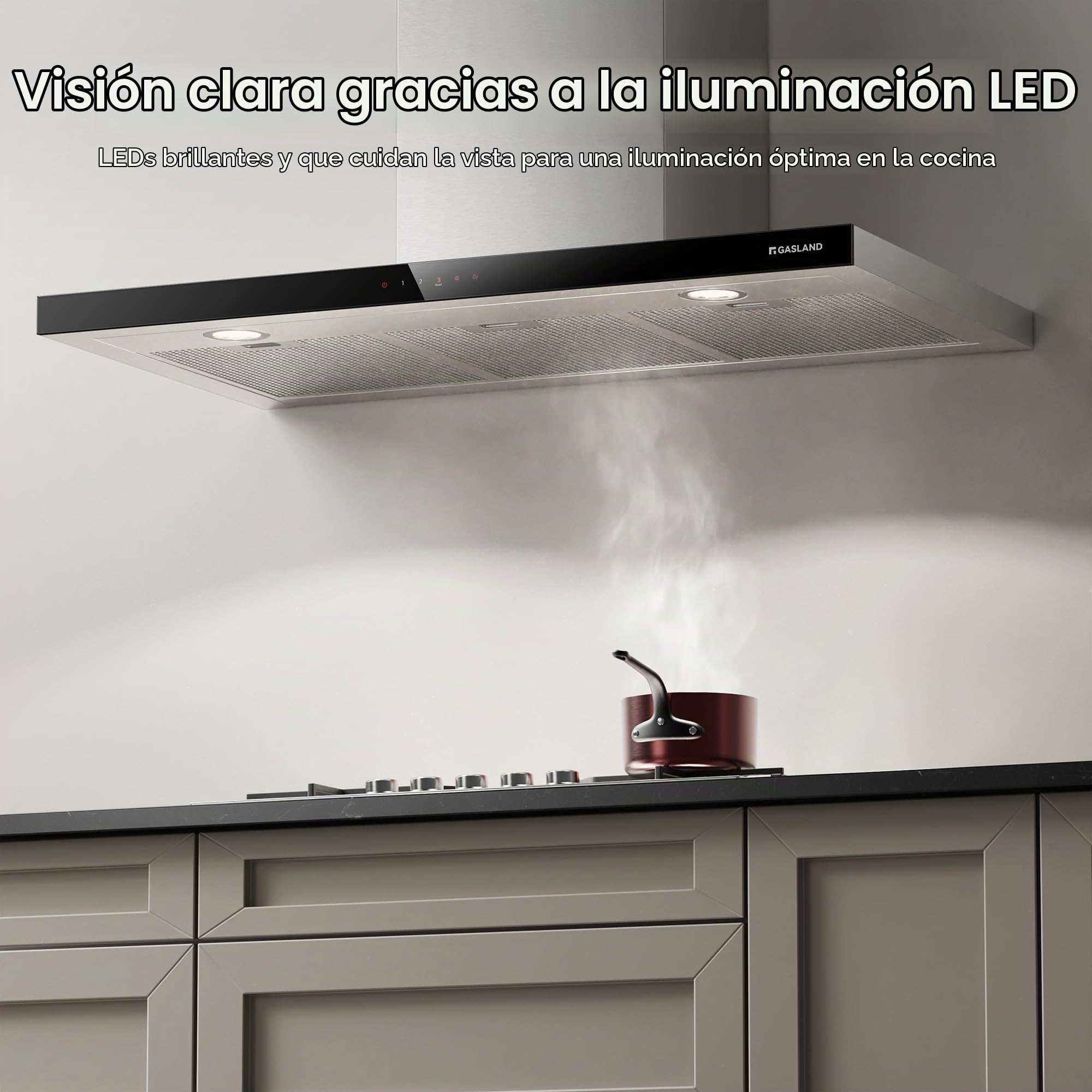 GASLAND TR90SS A++ Campana Extractora 90cm Umluft, Montada en la Pared 881m³/h, Control Táctil 4 Niveles, Incl. Booster, Extracción Montaje en Pared Acero Inoxidable, Filtro de Carbón Activado CF176