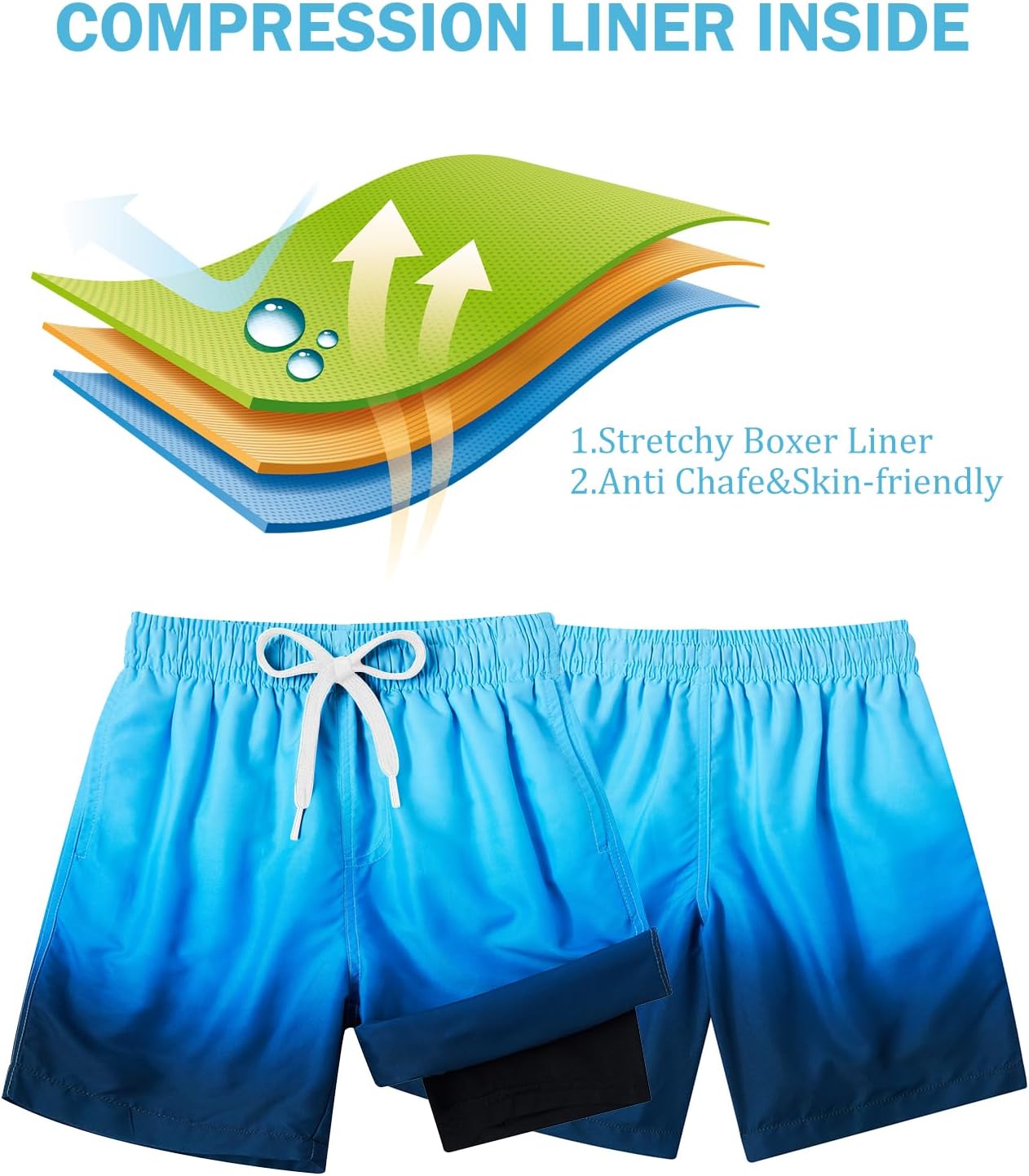 Cozople Boys Swim Trunks Quick Dry Compression Liner Swim Shorts Summer Bathing Suit with Inner Pocket Swimwear 7-20T - Image 5