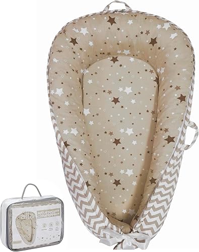 Tumbona para bebé, tumbona infantil de algodón orgánico, reversible, ajustable y portátil, uso supervisado, suave, transpirable, funda lavable,