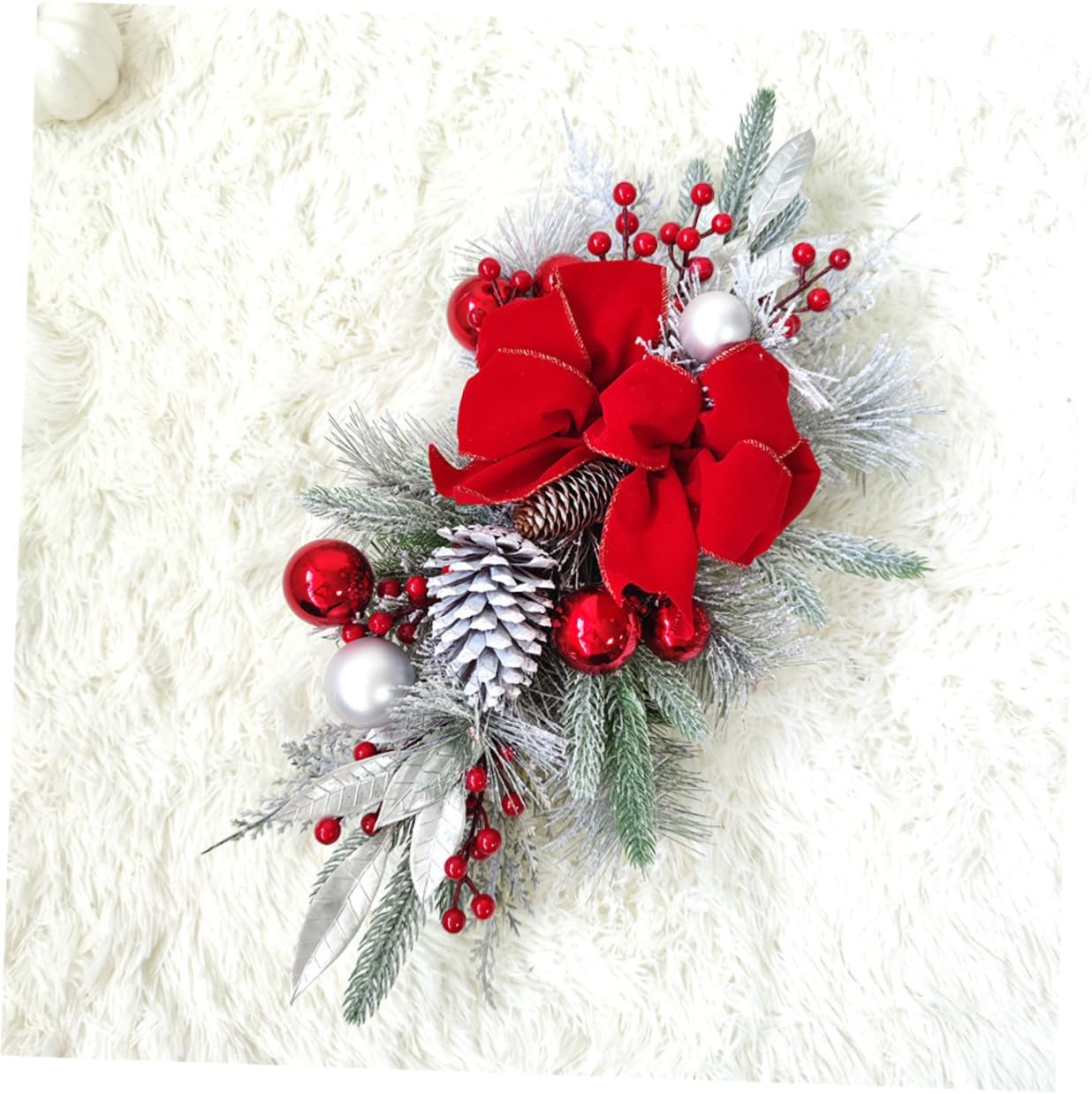 SOLUSTRE Xmas Bowknot Wreath Pendant Railing Swag Teardrop Hanging Ornament Christmas Door Decor Decorative Staircase Accent for Holiday Home Wall Window