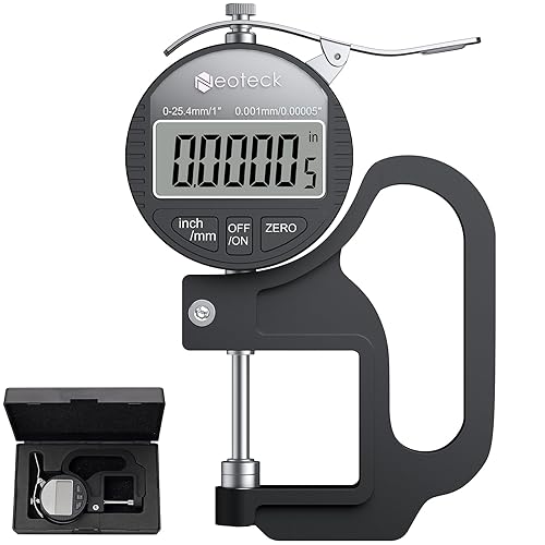 Vista 17 de Neoteck Medidor digital de grosor de 1 pulgada/1.000 in, pantalla LCD de 0.0005 pulgadas con conversión de pulgadas/mm, herramienta de medición