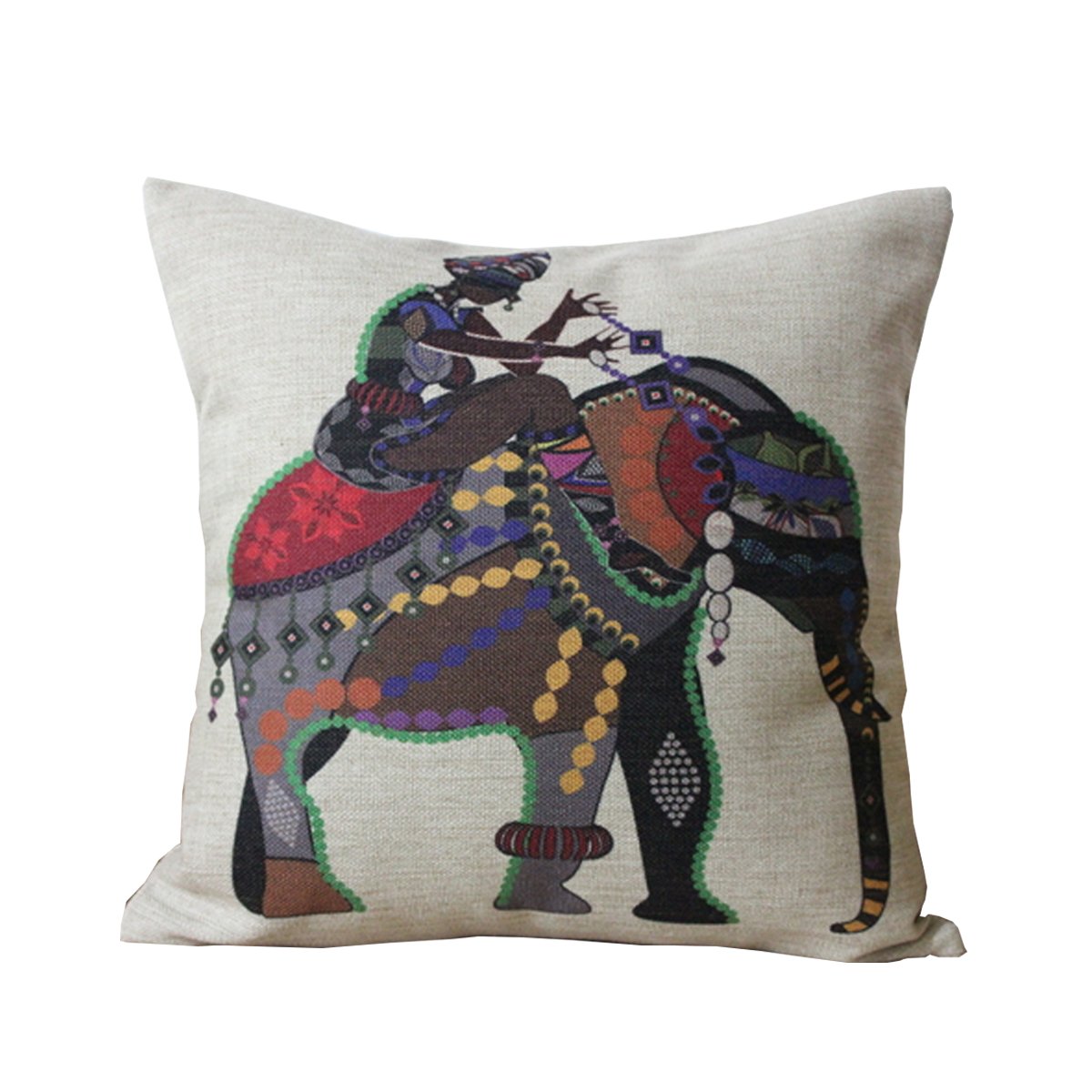 Amazon.co.jp: Yemax 東南亜スタイル 象に跨る人 スクエアクッション