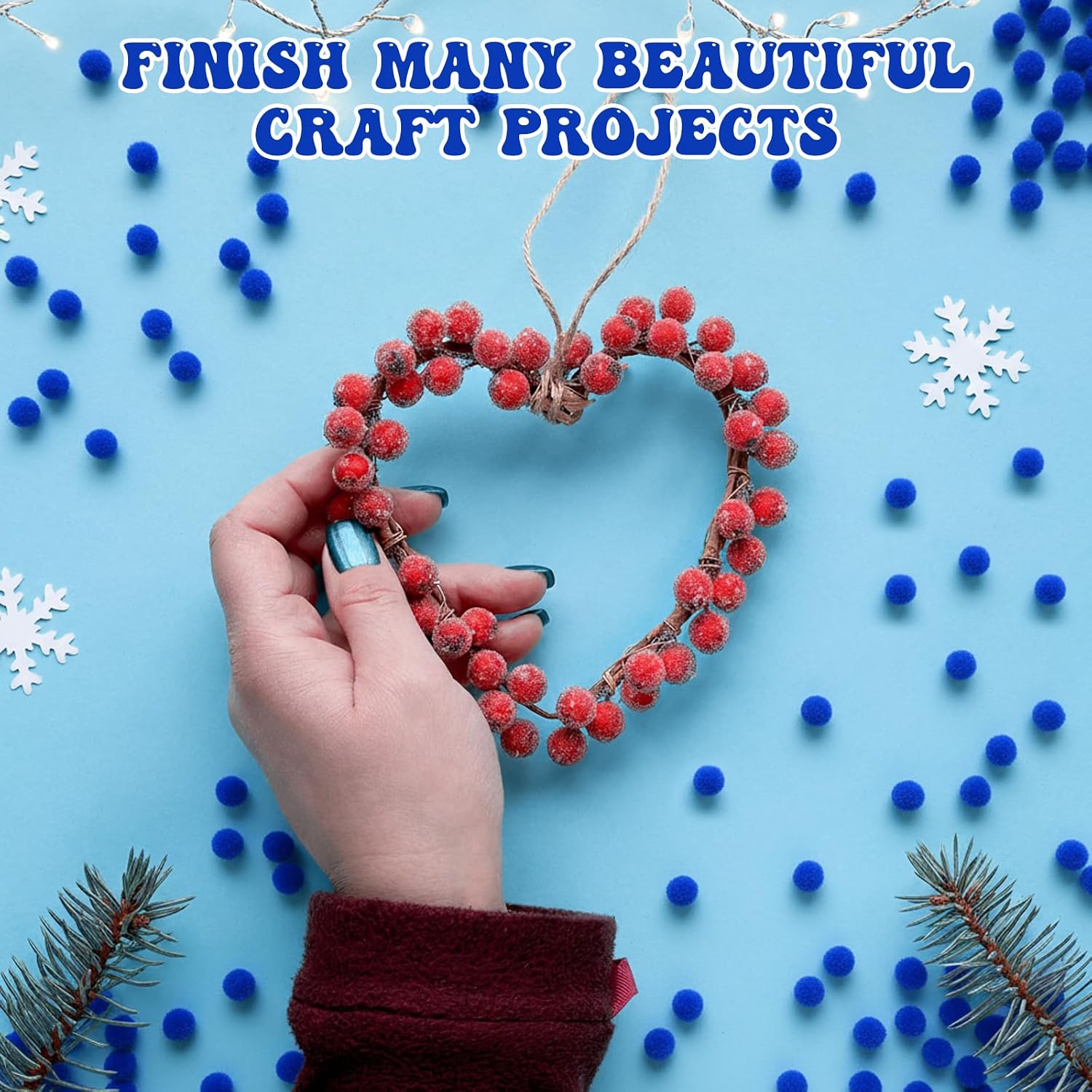Shappy 2000 Pieces 6 mm Mini Pom Poms Christmas for Craft Making, Christmas Holiday Costume Small Pom Balls Hobby Supplies and DIY Crafts Decorations(Royal Blue)