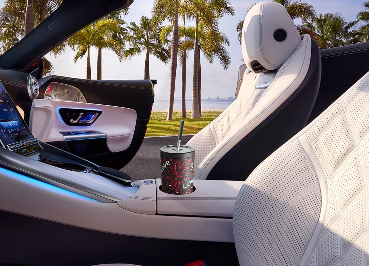 Meoky 24 oz Insulated Tumbler with Lid and Straw, Stainless Steel Vacuum Insulated Tumbler, Keeps Cold for 24 Hours, 100% Leak Proof, Fits in Car Cup Holder (Romance) - Image 4