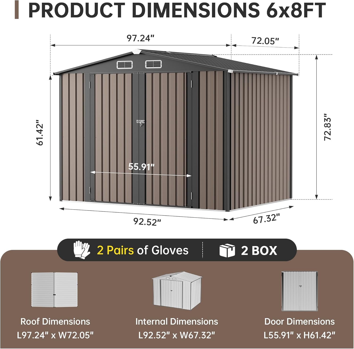 Metal Storage Shed & Outdoor Storage, Outdoor Steel Storages Shed with Sloping Roof, Utility and Tool Garden Sheds for Backyard Patio Lawn