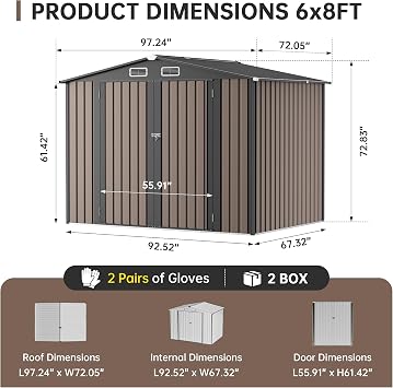 Metal Storage Shed & Outdoor Storage, Outdoor Steel Storages Shed with Sloping Roof, Utility and Tool Garden Sheds for Backyard Patio Lawn