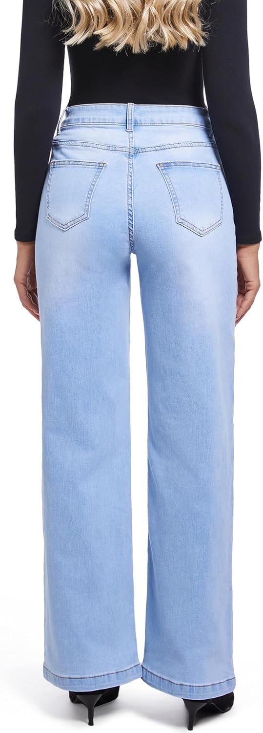 Women's Jeans Straight Leg Casual High Waisted Stretch Trendy Black Pull On Jeans for Women - Image 3