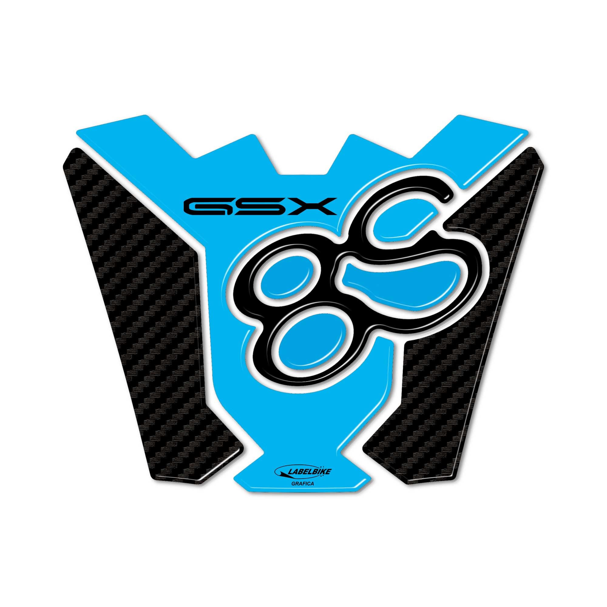 labelbike - 3D Gel Sticker for Motorcycle Tank Pad Protection Compatible with Suzuki GSX-8S - Light Blue