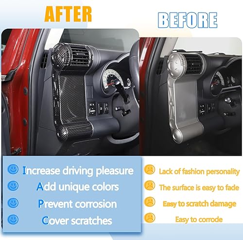 Miniatura 2 de LLKUANG Panel decorativo de marco de salida de aire lateral de tablero de automóvil ABS para Toyota FJ Cruiser (XJ10) 2007-2022, kit de ventilación