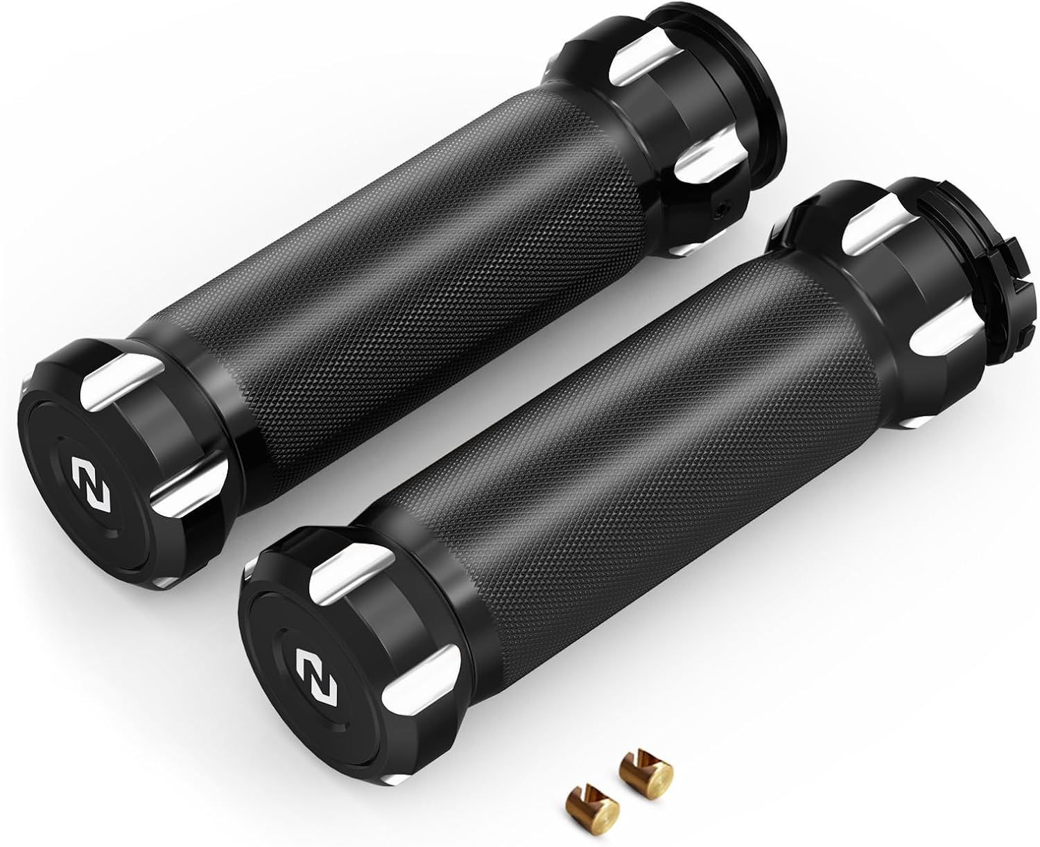 NICECNC 7/8" Motorcycle Handlebar Grips Compatible with Harley Dyna, Softail, Touring Models (1996-2017), Motorcycle Grips with 6061-T6 Aluminum, Non-Slip Hold, CNC-machined, Black