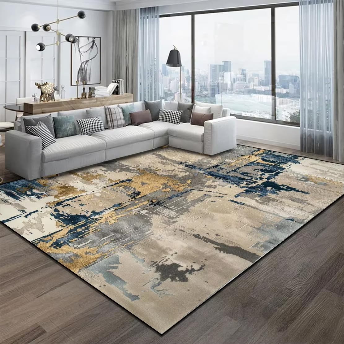 Tapis de style nordique abstrait coloré 80x250 cm lavable