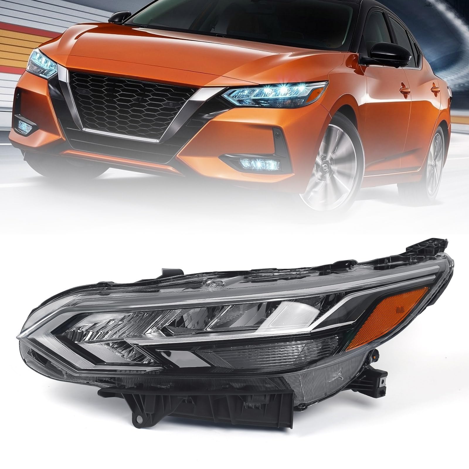 Huray LED Headlight Assembly Fit for Nissan Sentra S/SV 2020 2021 2022 LH Headlamp OE Style Replacement for NI2502277 Left Driver Side