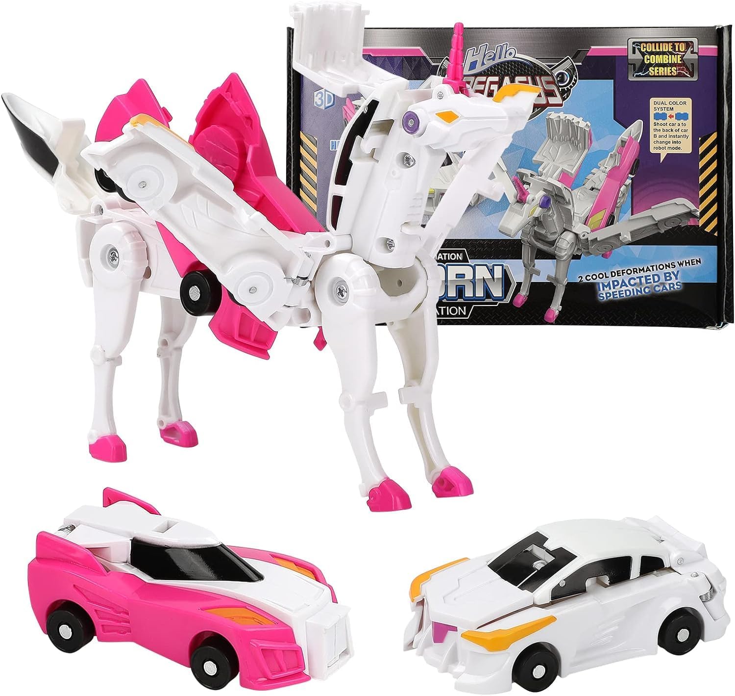 iLaa Transforming Robot, Toddler Transforming Action Figure Robot Vehicle Set, 2Pcs Transforming Car-Robot for Kids - Magnetic Toys with Durable Connectors, Automatically Car Toy