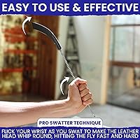 Vista 5 de 2 Matamoscas de cuero para interiores. Mango largo, mata moscas manual de alta resistencia paquete múltiple. Matamoscas de alta resistencia paquete