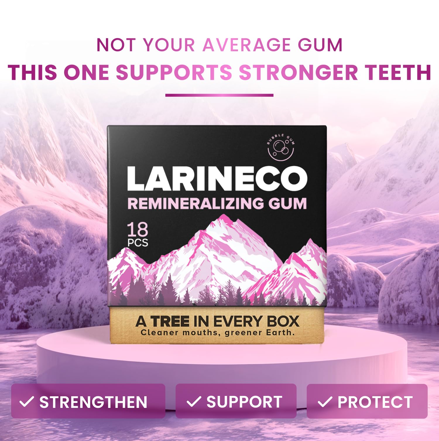 Larineco - Goma de mascar remineralizante con nano hidroxiapatita y xilitol, sin azúcar, sin plástico, sin colorantes, sin aspartamo, base natural, 18 piezas (18 unidades (paquete de 2), goma de